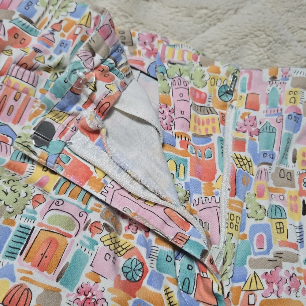 Talbots Italian Coastal Beach Print Crop Ankle Pants Stretch Colorful 10 P - Picture 6 of 16